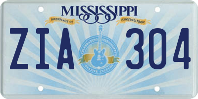MS license plate ZIA304