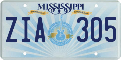 MS license plate ZIA305