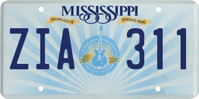 MS license plate ZIA311