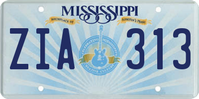 MS license plate ZIA313