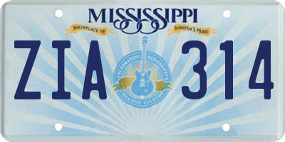MS license plate ZIA314