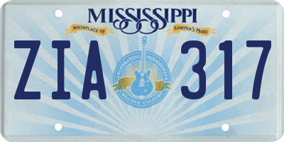 MS license plate ZIA317