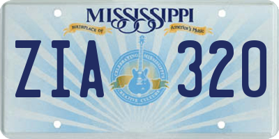 MS license plate ZIA320