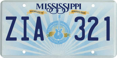 MS license plate ZIA321