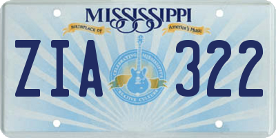 MS license plate ZIA322