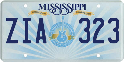 MS license plate ZIA323