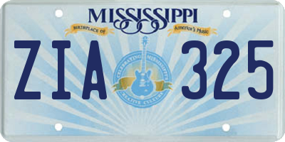 MS license plate ZIA325