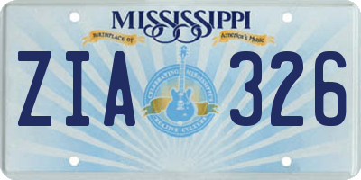 MS license plate ZIA326