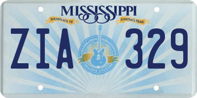 MS license plate ZIA329
