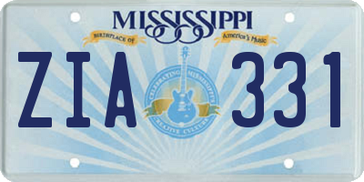 MS license plate ZIA331