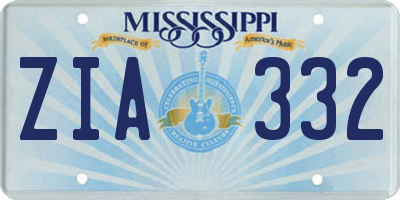 MS license plate ZIA332