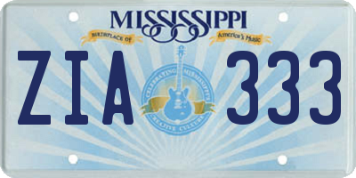 MS license plate ZIA333