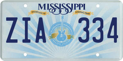 MS license plate ZIA334