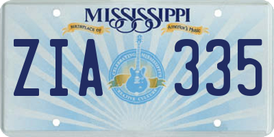 MS license plate ZIA335