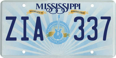 MS license plate ZIA337