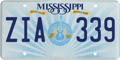 MS license plate ZIA339
