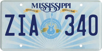 MS license plate ZIA340