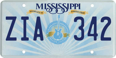 MS license plate ZIA342