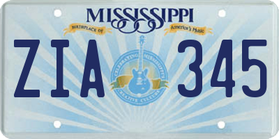 MS license plate ZIA345