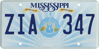 MS license plate ZIA347