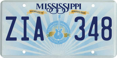 MS license plate ZIA348