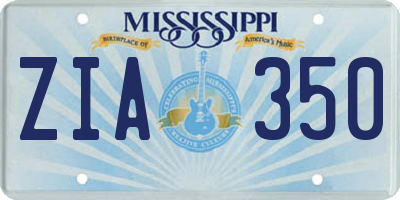 MS license plate ZIA350