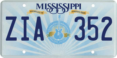 MS license plate ZIA352