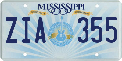 MS license plate ZIA355
