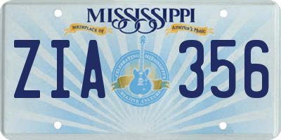 MS license plate ZIA356