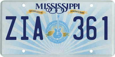 MS license plate ZIA361