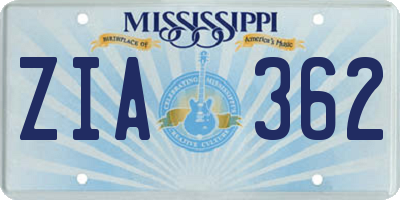 MS license plate ZIA362