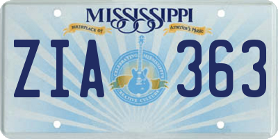MS license plate ZIA363