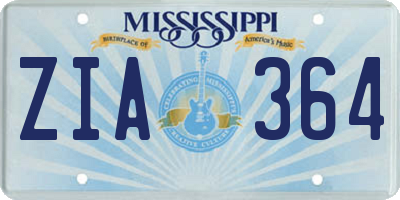 MS license plate ZIA364