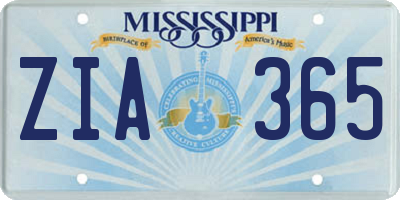 MS license plate ZIA365