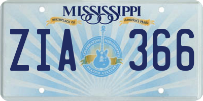 MS license plate ZIA366