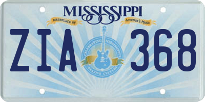 MS license plate ZIA368