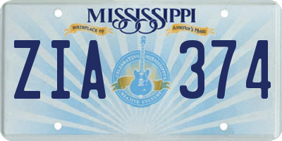 MS license plate ZIA374