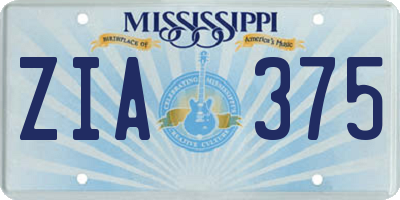 MS license plate ZIA375