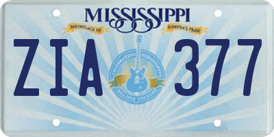 MS license plate ZIA377