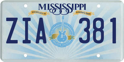 MS license plate ZIA381