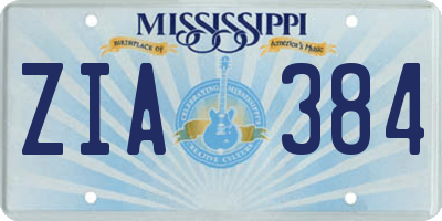 MS license plate ZIA384