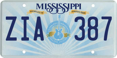 MS license plate ZIA387