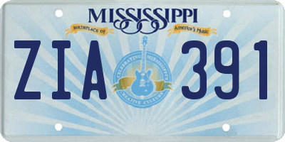 MS license plate ZIA391