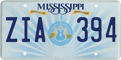 MS license plate ZIA394
