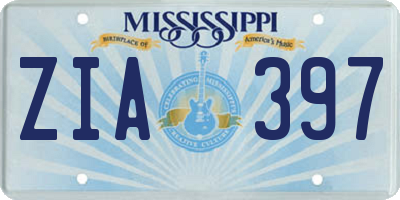 MS license plate ZIA397
