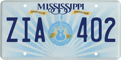MS license plate ZIA402