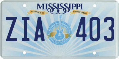 MS license plate ZIA403