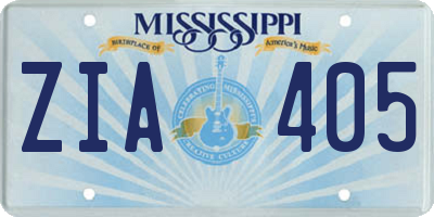 MS license plate ZIA405