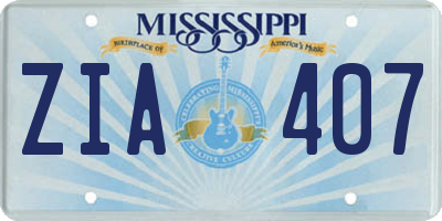 MS license plate ZIA407