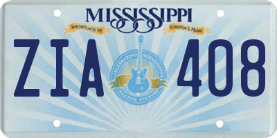 MS license plate ZIA408